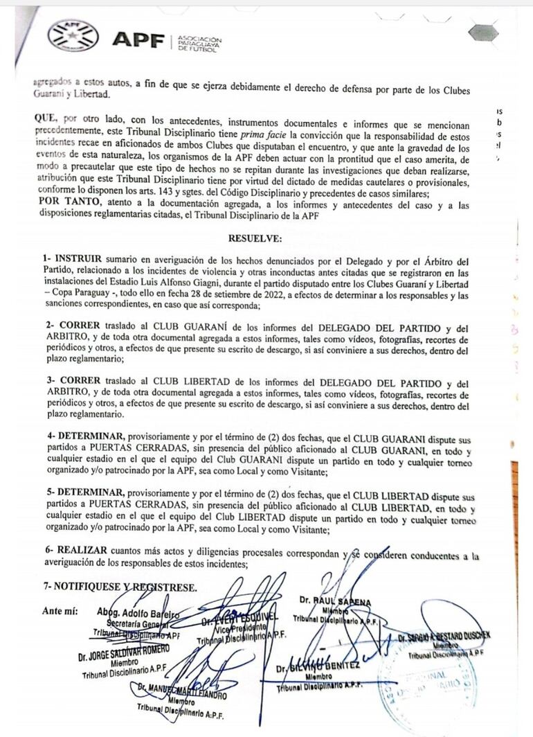 Documento oficial APF.