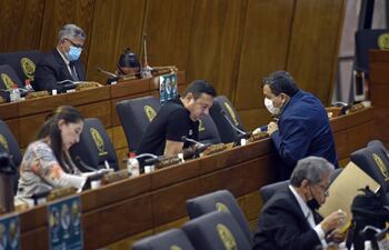 El diputado liberal Jorge Ávalos Mariño (último en la banca), presidente de la comisión de Legislación fundamentó las modificaciones al proyecto de ley.