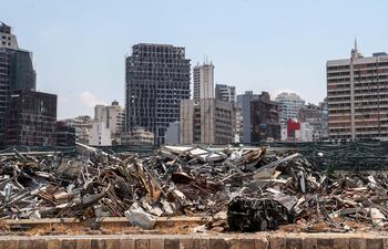 Una vista de una zona portuaria destruida en la explosión del puerto del 4 de agosto, en Beirut, Líbano, el 1 de agosto de 2021.