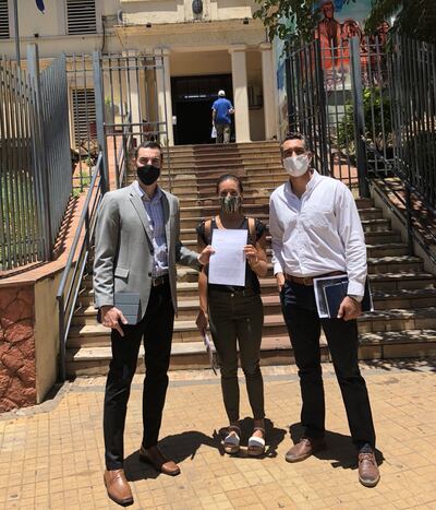 Bruno Zanotti, Marta Peralta y Edison Ortiz, luego de la reunión con autoridades de la Salud.