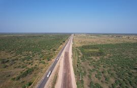 Vista aérea de las obras sobre la Ruta Transchaco.