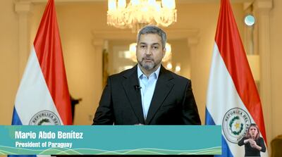 El presidente Mario Abdo durante su intervención en el diálogo sobre cambio climático días atrás.