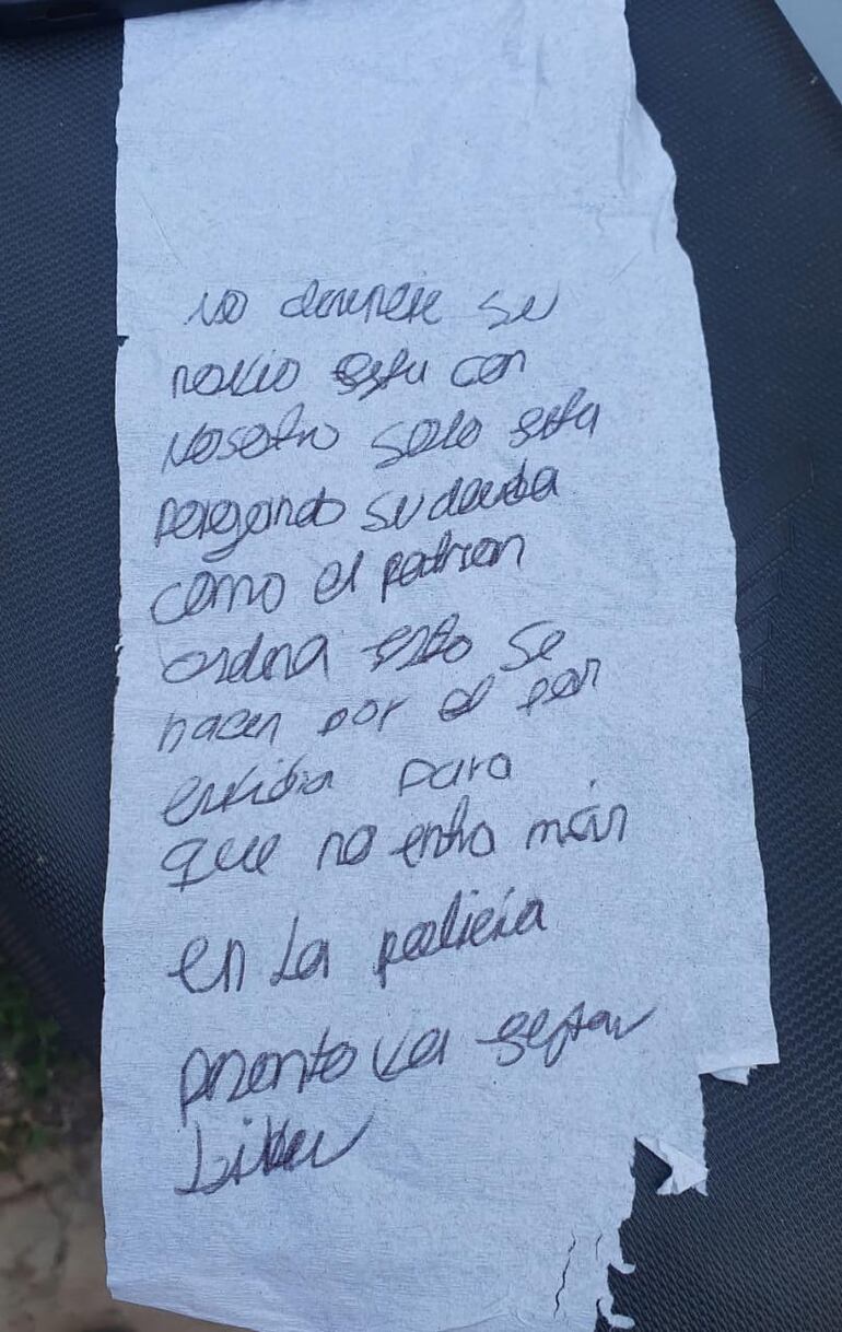 La nota que supuestamente había dejado el suboficial Joel Gamarra Chamorro para evitar denuncia de su desaparición