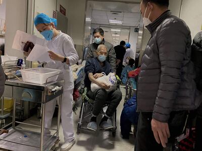 Un saturado hospital en Tianjin, China.