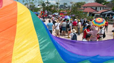 Una manifestación de la comunidad LGBTI en San José, Costa Rica, en agosto de 2018.