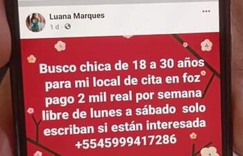 Una de las publicaciones en redes sociales del presunto abusador serial para captar a sus víctimas.