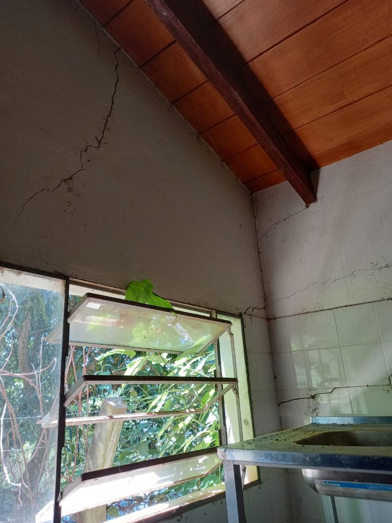 Las paredes del baño tienen importantes grietas
