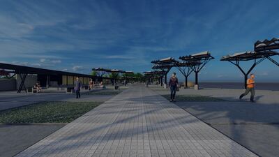 Maqueta de lo que será la Costanera Sur, que está promocionando el MOPC, pero aún no libera la franja de dominio de la obra.