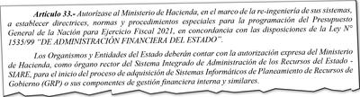 El artículo 33 de la Ley del Presupuesto General establece que a partir de este año se debe contar con aprobación de Hacienda  para la compra de equipos.