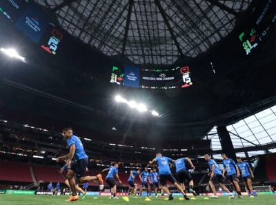 Movilaciones de este martes de la Selección Paraguaya, en el Mercedes Benz Stadium.