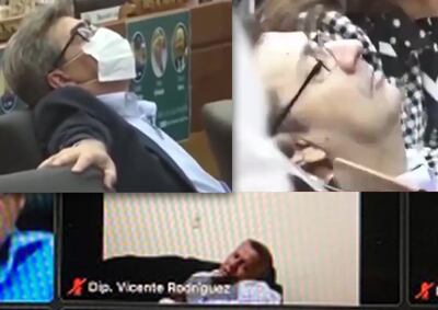Consultando con la almohada. Varios legisladores fueron sorprendidos durmiendo durante la sesión.