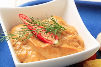 Salsa de morrones amarillos y ají picante.