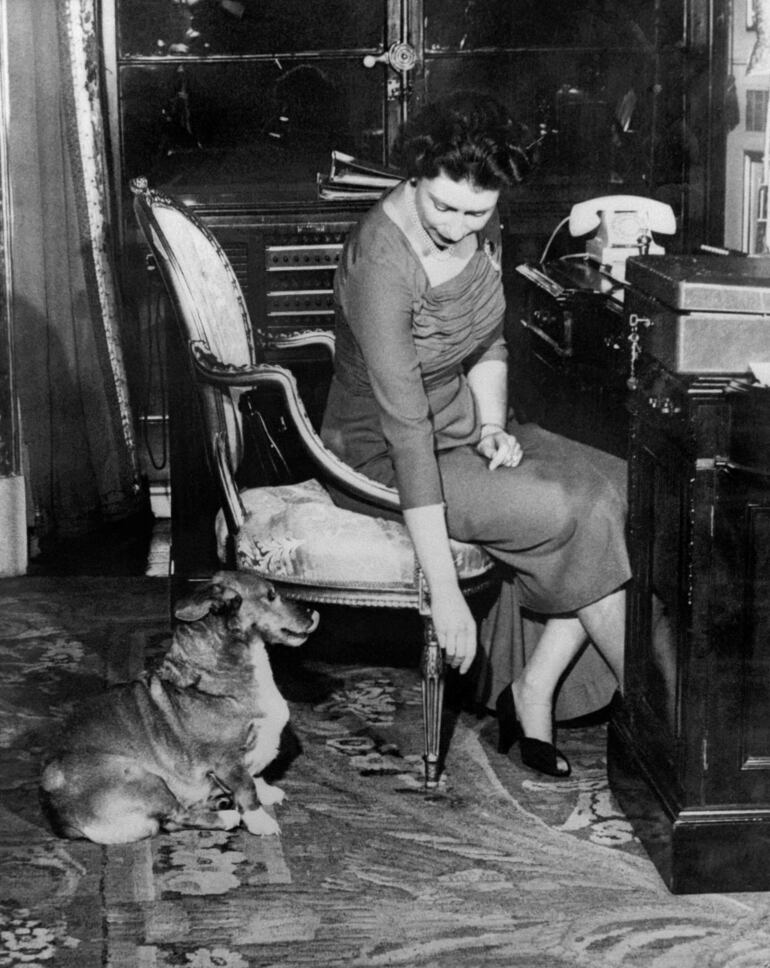 En esta foto de 1959, Elizabeth posa con Susan, su perra corgi. 