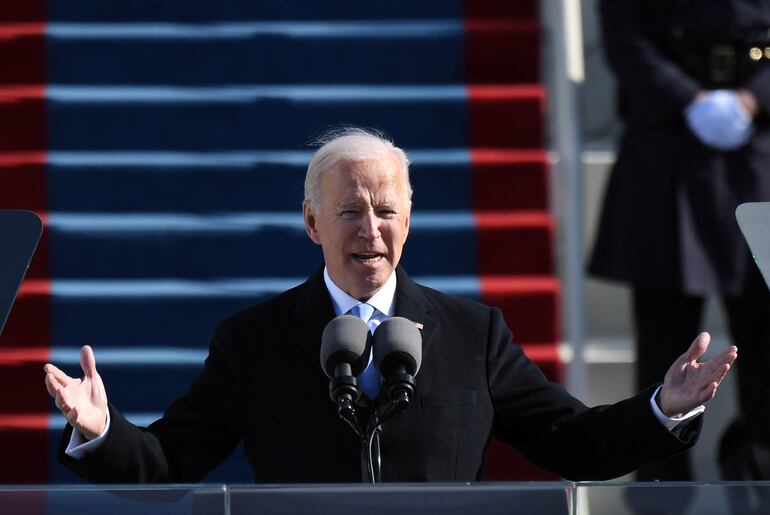 El presidente estadounidense Joe Biden durante su discurso inaugural, el pasado miércoles en Washington.