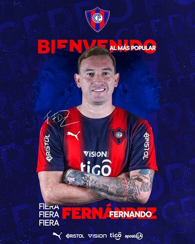 Fernando Fernández, nuevo jugador de Cerro Porteño.