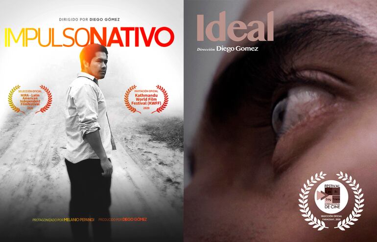 Afiches de dos de los cortometrajes dirigidos por el compatriota y que tuvieron repercusión en festivales.