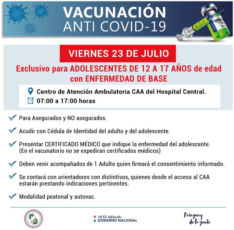 Vacunación a adolescentes con enfermedades de base