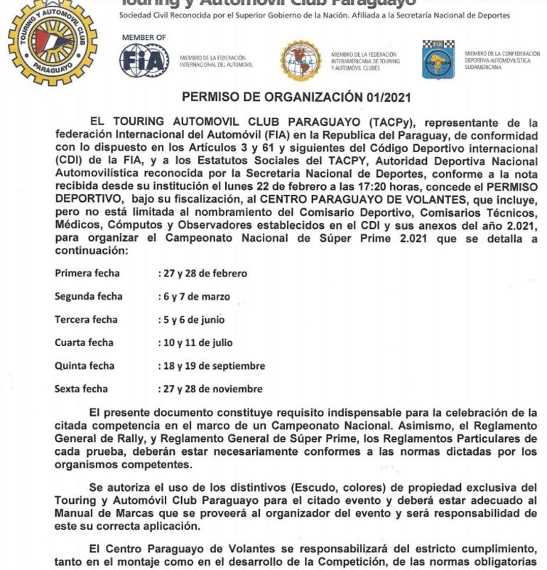 Comunicado del Touring
