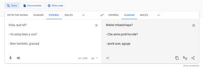 Traducción al Guaraní, un saludo.