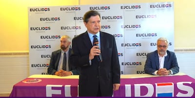Conferencia de prensa de la dupla presidencial Euclides Acevedo - Jorge Querey.