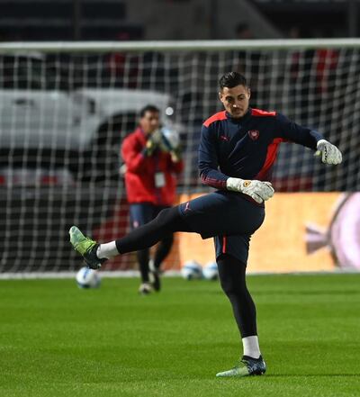 Jean Fernandes, durante el calentamiento previo al Cerro Porteño-Palmeiras.
