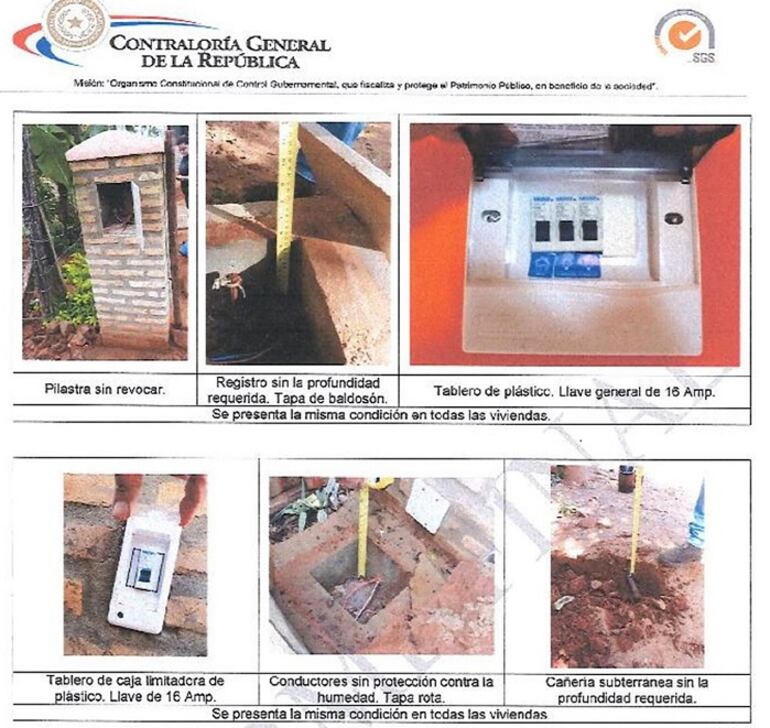 En verificación in situ de un proyecto de viviendas sociales, los auditores de Contraloría detectaron que la calidad de la materia prima y otras especificaciones no cumplían con lo contratado por el Estado.