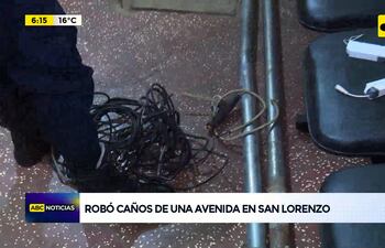 Video: Robó caños de una avenida en San Lorenzo