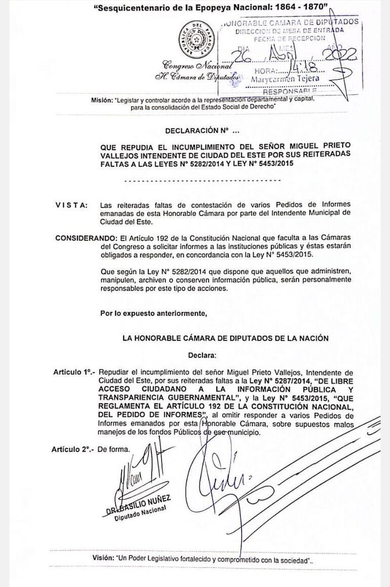 Proyecto de declaración de repudio a Miguel Prieto