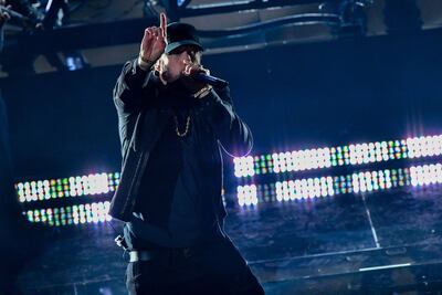 US rapper Eminem performs onstage during the 92nd Oscars at the Dolby Theatre in Hollywood, California.