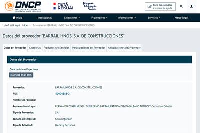 En la página web de Contrataciones Públicas sigue apareciendo Guillermo Barrail Patiño como uno de los representantes legales de Barrail Hnos. S.A. de Construcciones, pese a que ya no pertenece.