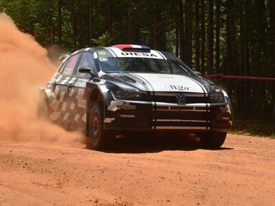 El VW Polo GTI R5 de Diego Domínguez durante el Rally del Guairá.
