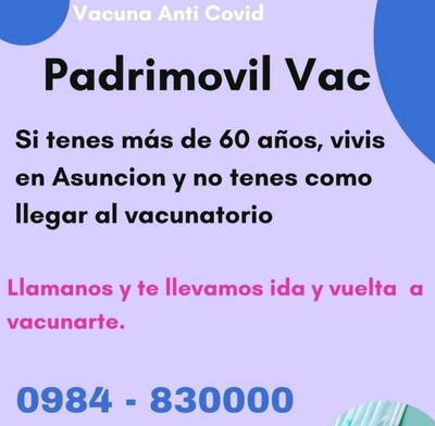 Afiche de la campaña solidaria para acercar a los adultos mayores a los vacunatorios.