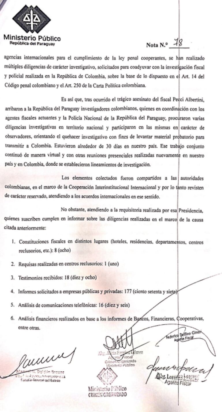 Conforme a la documentación remitida hace un mes por los fiscales, llegaron a recopilar 18 testimonios y realizar 16 análisis de "comunicaciones telefónicas".