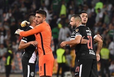 Jugadores de Olimpia celebran la clasificación después de eliminar a Atlético Nacional