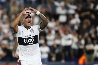 Jorge Recalde celebra un tanto de Olimpia en la fase previa de la Copa Libertadores.