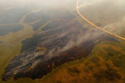 Las zonas incendiadas en el Pantanal son particularmente grandes este año, un fenómeno extendido en la región.