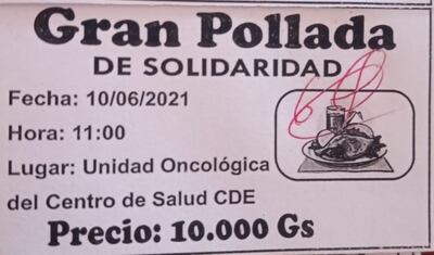La pollada será este jueves en la unidad oncológica del Hospital Regional de Ciudad del Este.