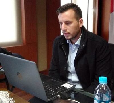 Paulo Duarte, titular de la UIP Joven, durante la reunión virtual sobre situación de mipymes.