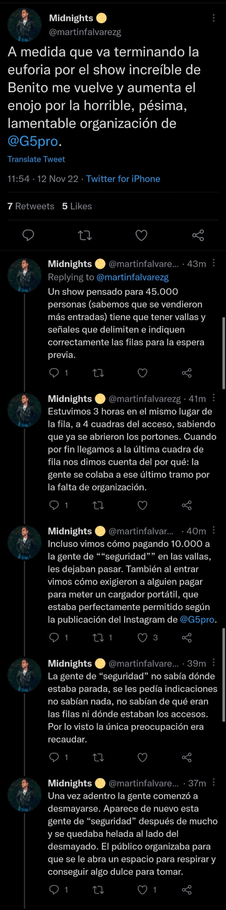 Denuncia sobre la falta de seguridad en el concierto de Bad Bunny.
