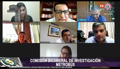 Reunión virtual de los miembros de la Comisión Bicameral que investiga el fallido metrobús, que se realizó ayer.