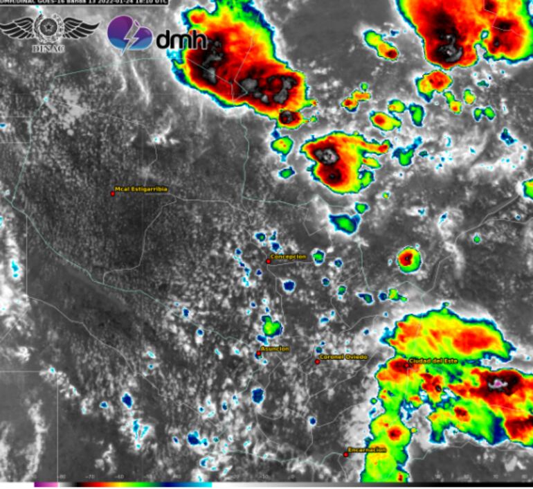 Imagen satelital sobre ingreso de tormentas eléctricas. (captura de pantalla).