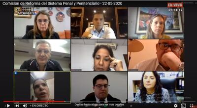 Reunión virtual de la comisión Bicameral de Reforma del Sistema Penal y Penitenciario, presidida por Rocío Vallejo (PPQ).
