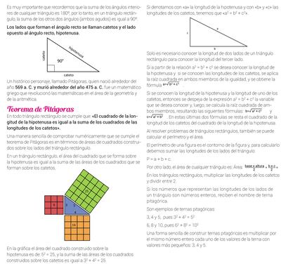 Triángulo rectángulo y teorema de Pitágoras
