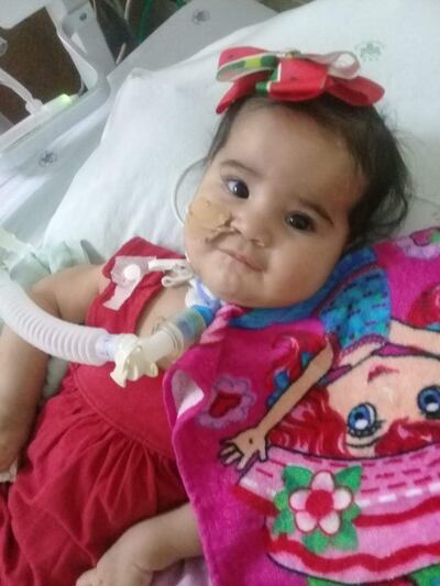 La pequeña Brianna de 5 meses de edad sufre Atrofia Muscular y está internada en el Hospital Acosta Ñu.