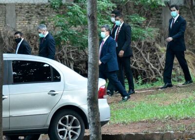 Mario Abdo visitó ayer a los obispos de la Iglesia Católica.