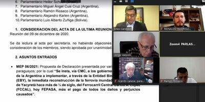 Reunión virtual de la Comisión de Infraestructura del Parlamento del Mercosur.