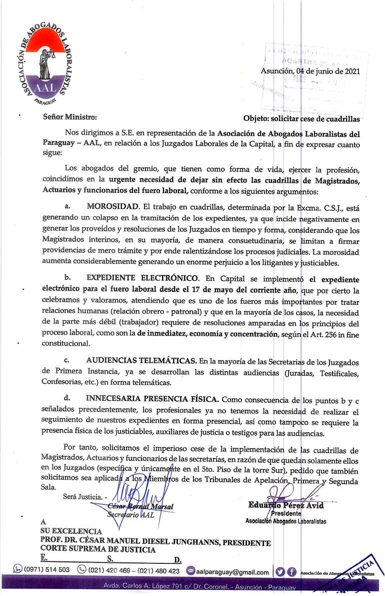 Comunicado de la AAL.