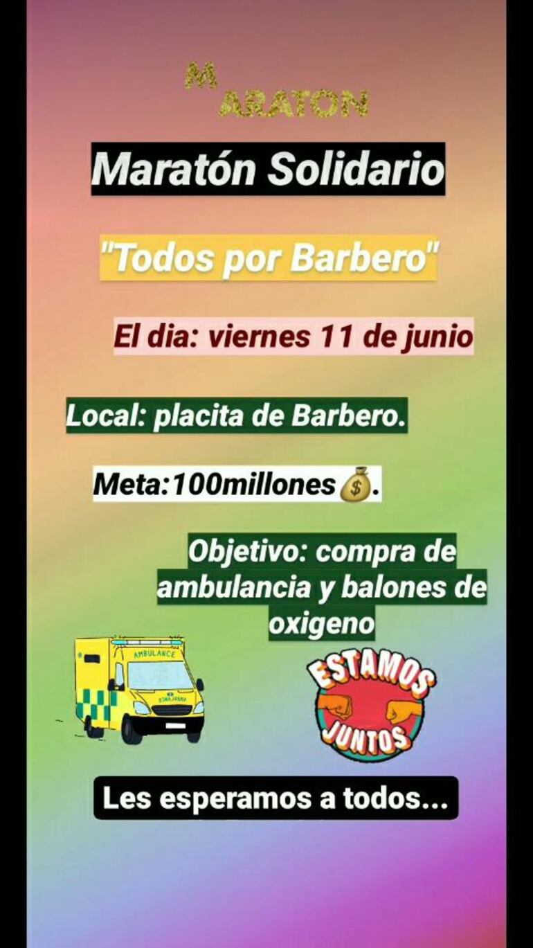 Convocan a la ciudadanía para adquirir insumos y ambulancia.