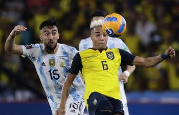 Byron Castillo en un partido de Ecuador contra Argentina, el 29 de marzo pasado.