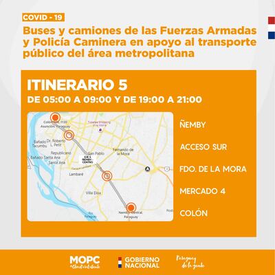 Itinerarios fijados para tratar de paliar regulada de transportistas.